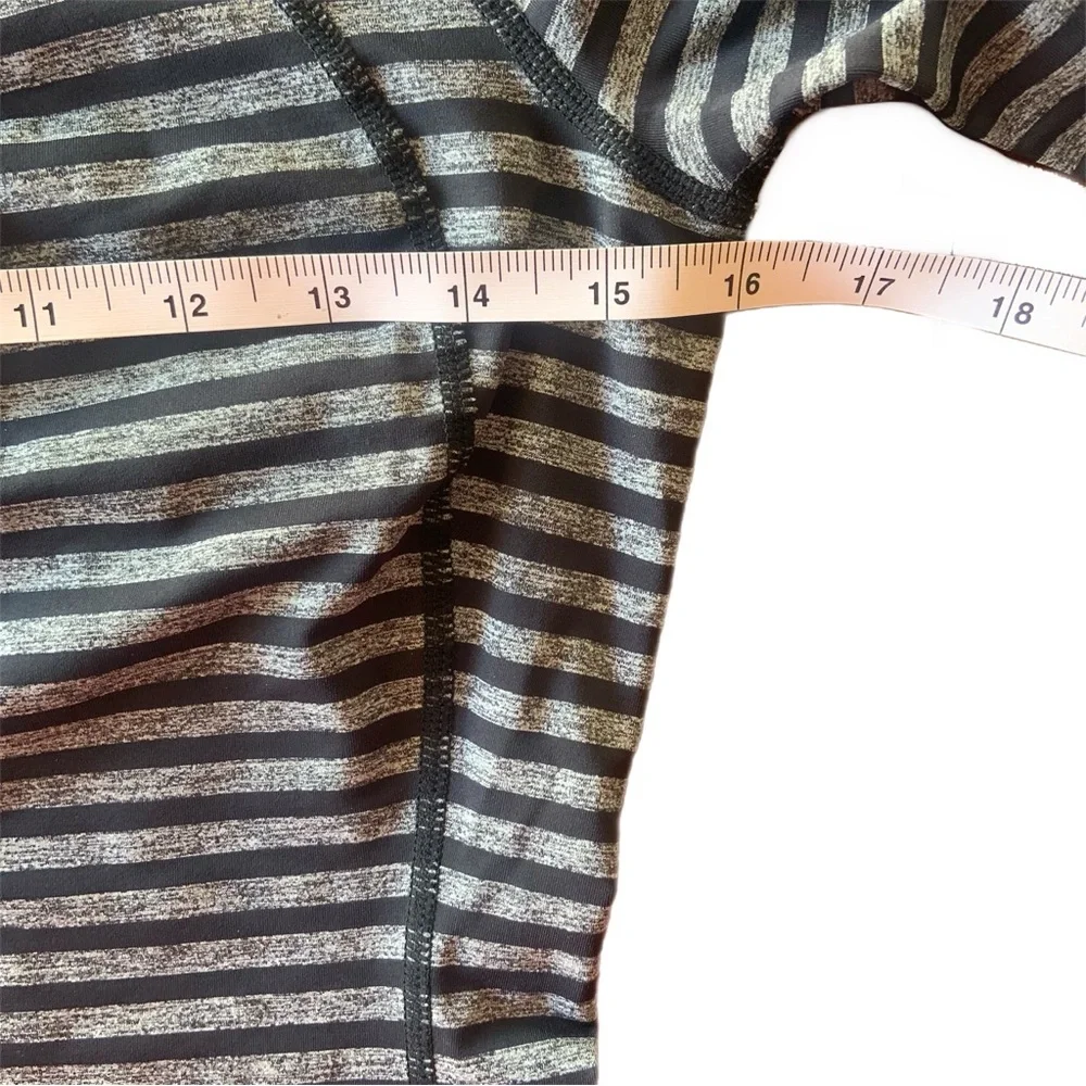 Like New! Lululemon Athletica Run Sport Henley Black and Heathered Gray Striped
